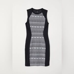 H&M Black and White Geometric Mini Dress